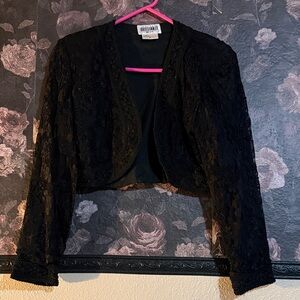 Brilliante Black Beaded Lace Bolero Jacket - Women